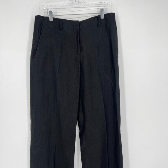 Gunex Pants Womens 10 Black Italian Linen Straight Leg Trouser Classic Capsule - Picture 3 of 7
